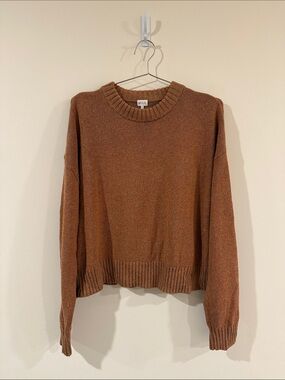 KULE Rust Brown Scoop-Neck Knit Sweater